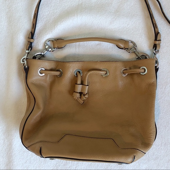 Rebecca Minkoff Fiona Bucket Bag in Soft Tan Pebbled Leather Silver Hardware - Picture 4 of 16